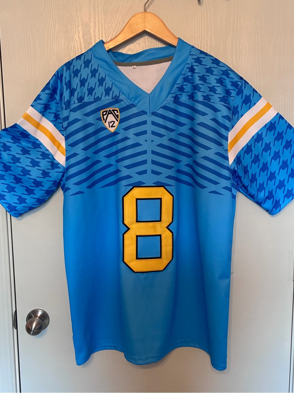 UCLA TROY AIKMAN Blue #8 Football Jersey with Yellow Accents